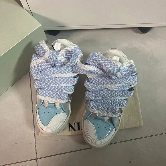 LANVIN CURB SNEAKERS スニーカー　ランバン　ブルー　ホワイト Lanvin | Shoes | Lanvin Leather Curb Light Blue White